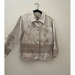 Flashback Vintage Embroidered gold button-down collared jacket Large metallic